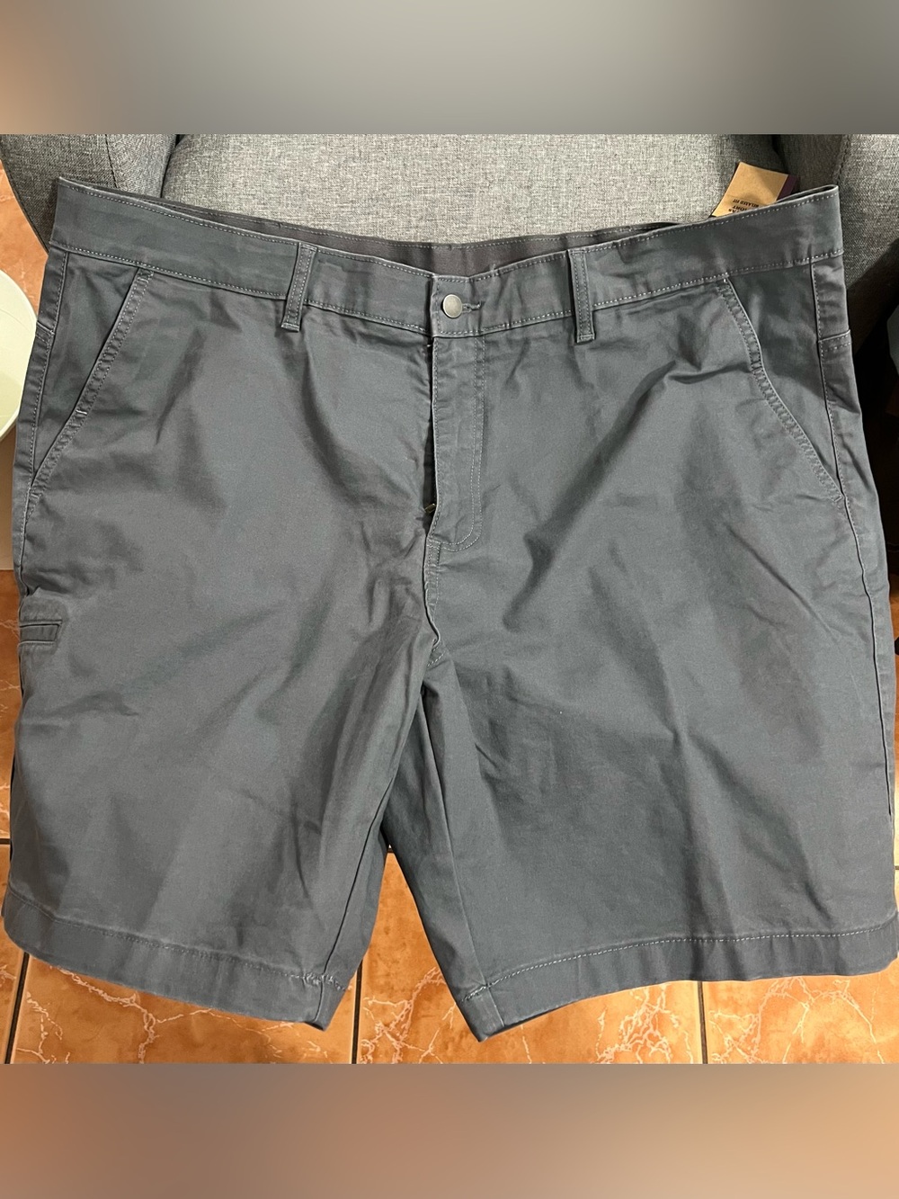 Brahma Men's Relaxed Fit Canvas Shorts Color Gray. Big size 44 Inseam 9”